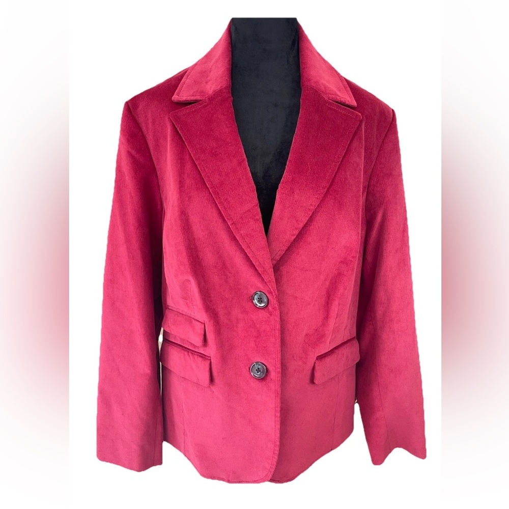 🆕Jones New York woman stretch beet red corduroy cotton ladies blazer size‎ 16W